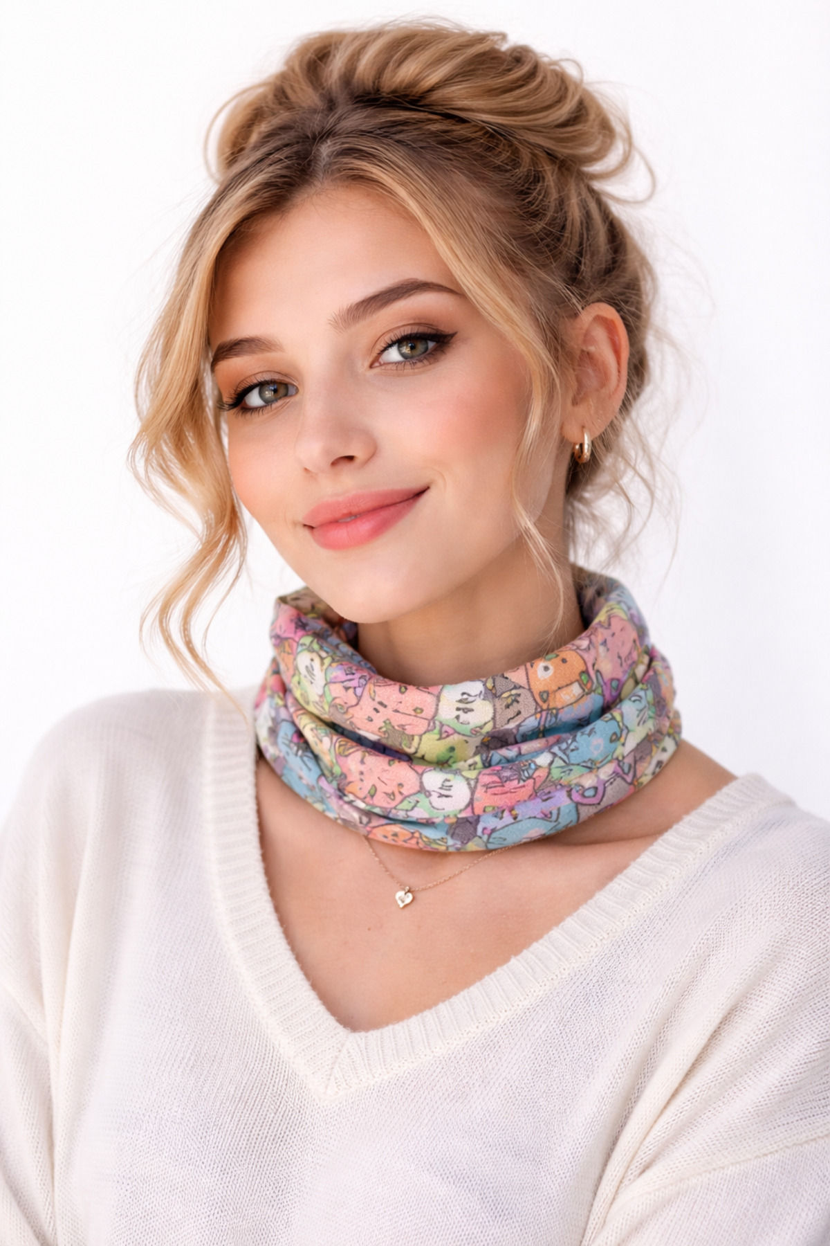 Renkli Kedi Desenli Çok Amaçlı Esnek Bandana & Boyunluk – Unisex