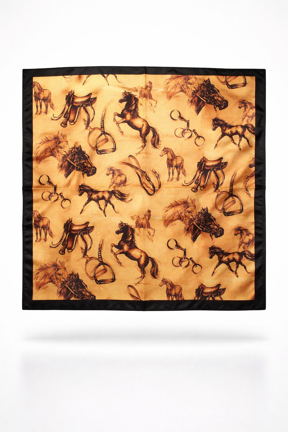 Küçük resim: Binici & At Figürlü Kare Saten Fular 48x48 cm