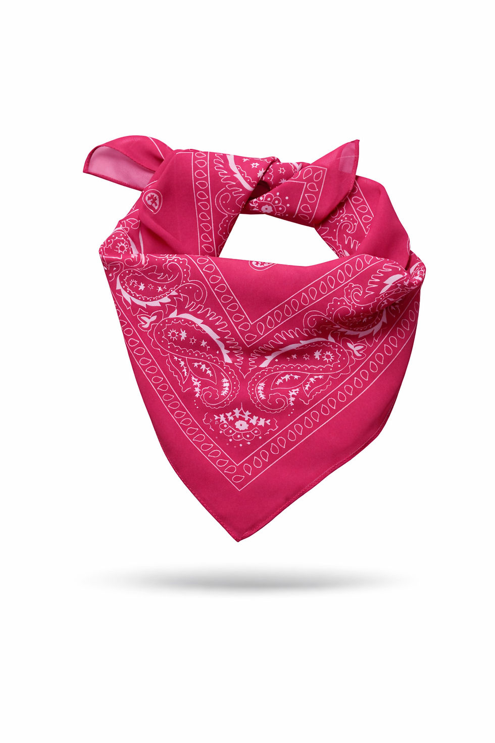Küçük resim: Pembe Paisley Desenli Saten Fular 48x48 cm Kare Bandana