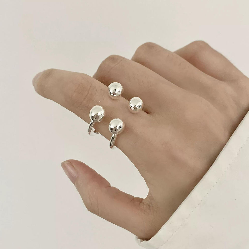 Thumbnail: Collection of 15 stainless steel rings with a vintage geometric texture.