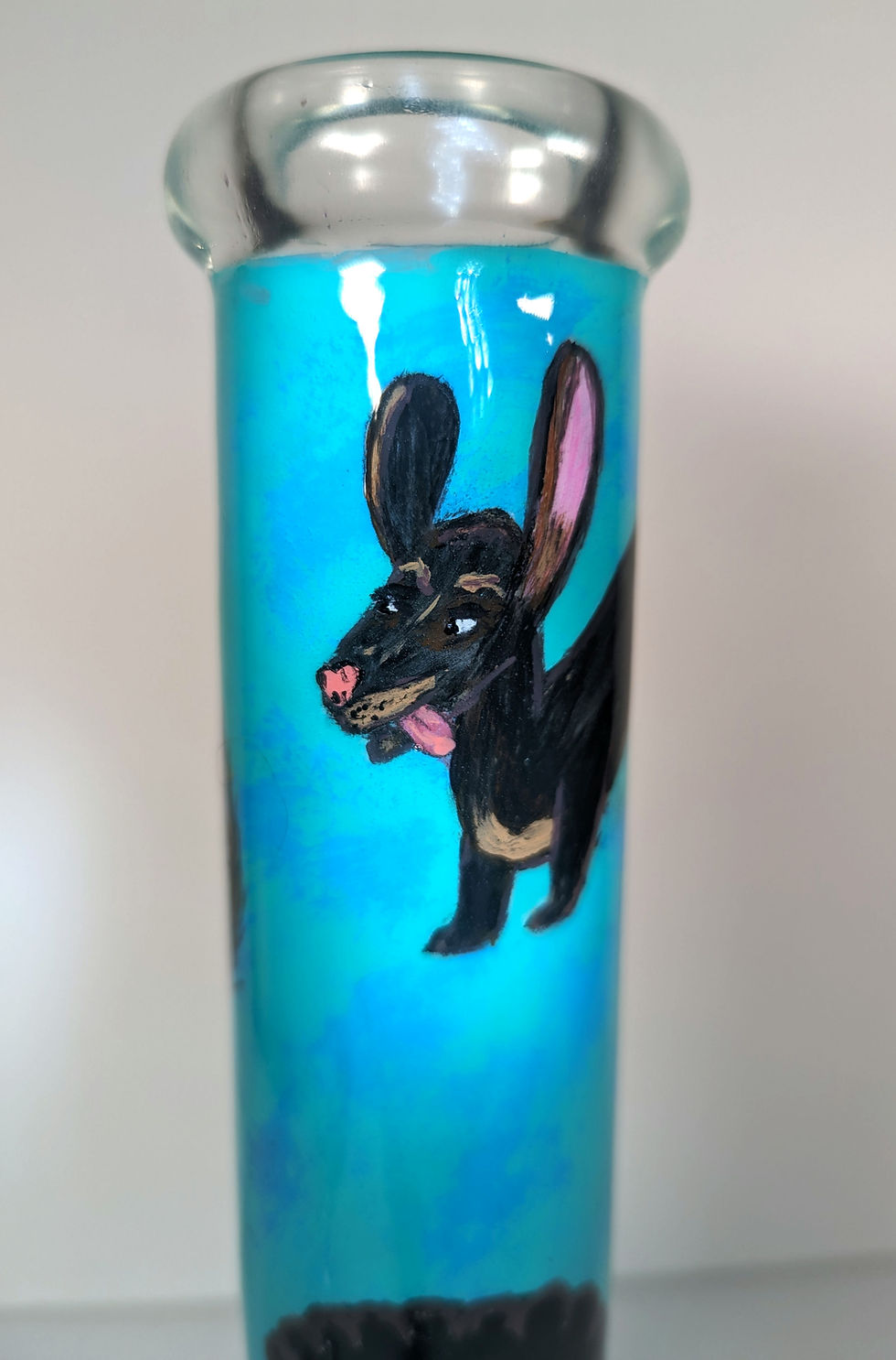 Thumbnail: Close up view of the wiener dog chasing a ball on the Dogs and Doobies 12" Bong