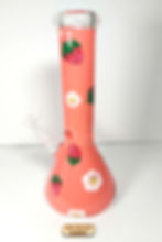 Right side view of the "Strawberry Blossoms" 12" beaker bong