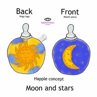 Moon and stars inspired custom happle hash pipe concept by Moonstoned Alternative available for custom! 