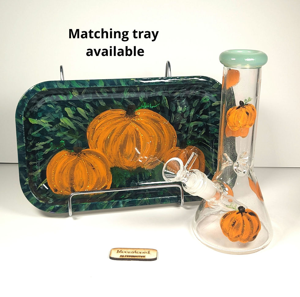 Thumbnail: Entire "Pumpkin harvest" collection includes the hand-painted 8" bong and rolling tray.