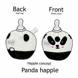 graphic image of a concept design for a panda inspired custom happle hash pipe concept by Moonstoned Alternative available for custom order!