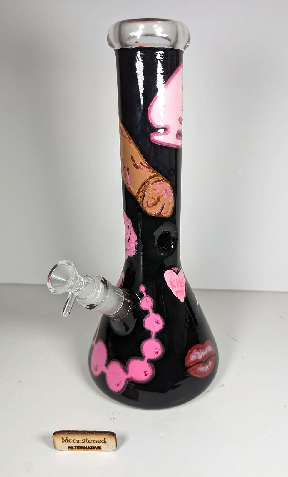 Thumbnail: Main Bowl View of the Toke and tease" 12" bong.showing off the hand-painted glittery toys .