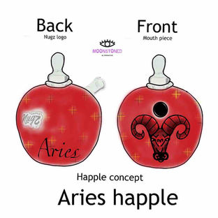 graphic concept image of the aries astrology inspired custom happle hash pipe concept by Moonstoned Alternative available for custom order!