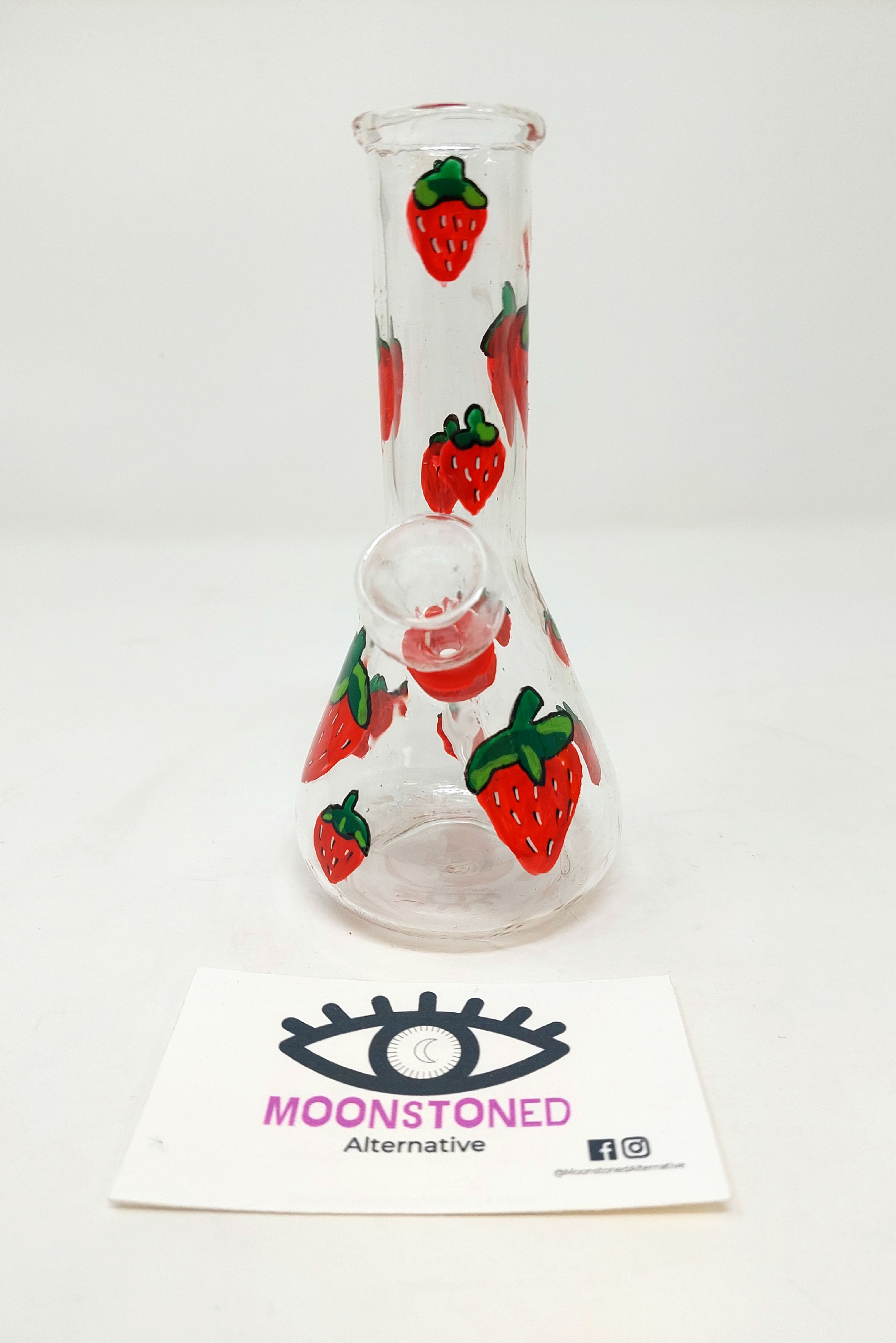 Main bowl view of the 6" mini strawberry bong