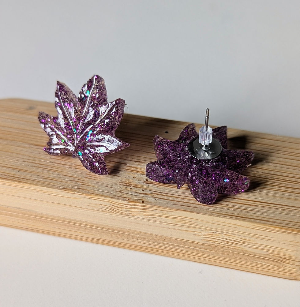 Thumbnail: View of the stainless steel backings on the "purple haze" indica leaf studs