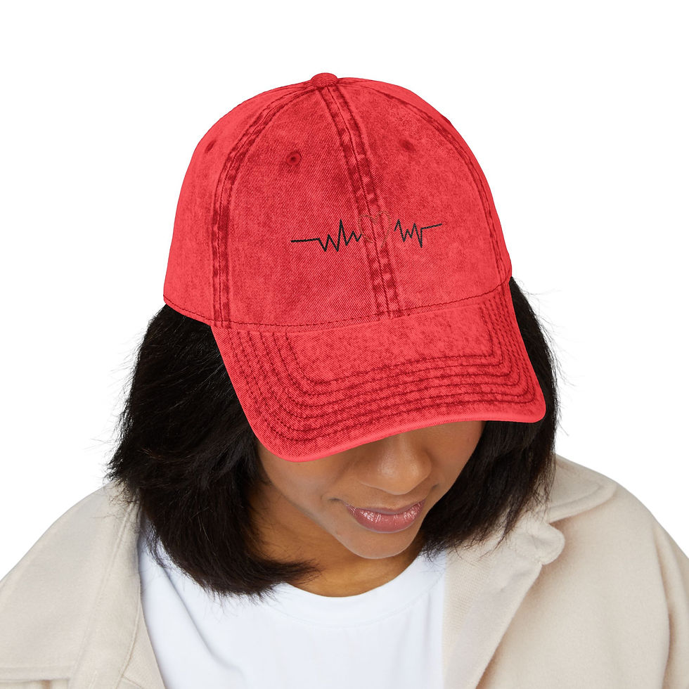 Thumbnail: The Cheeky Chinchilla Embroidered Vintage Cap with Heartbeat Design
