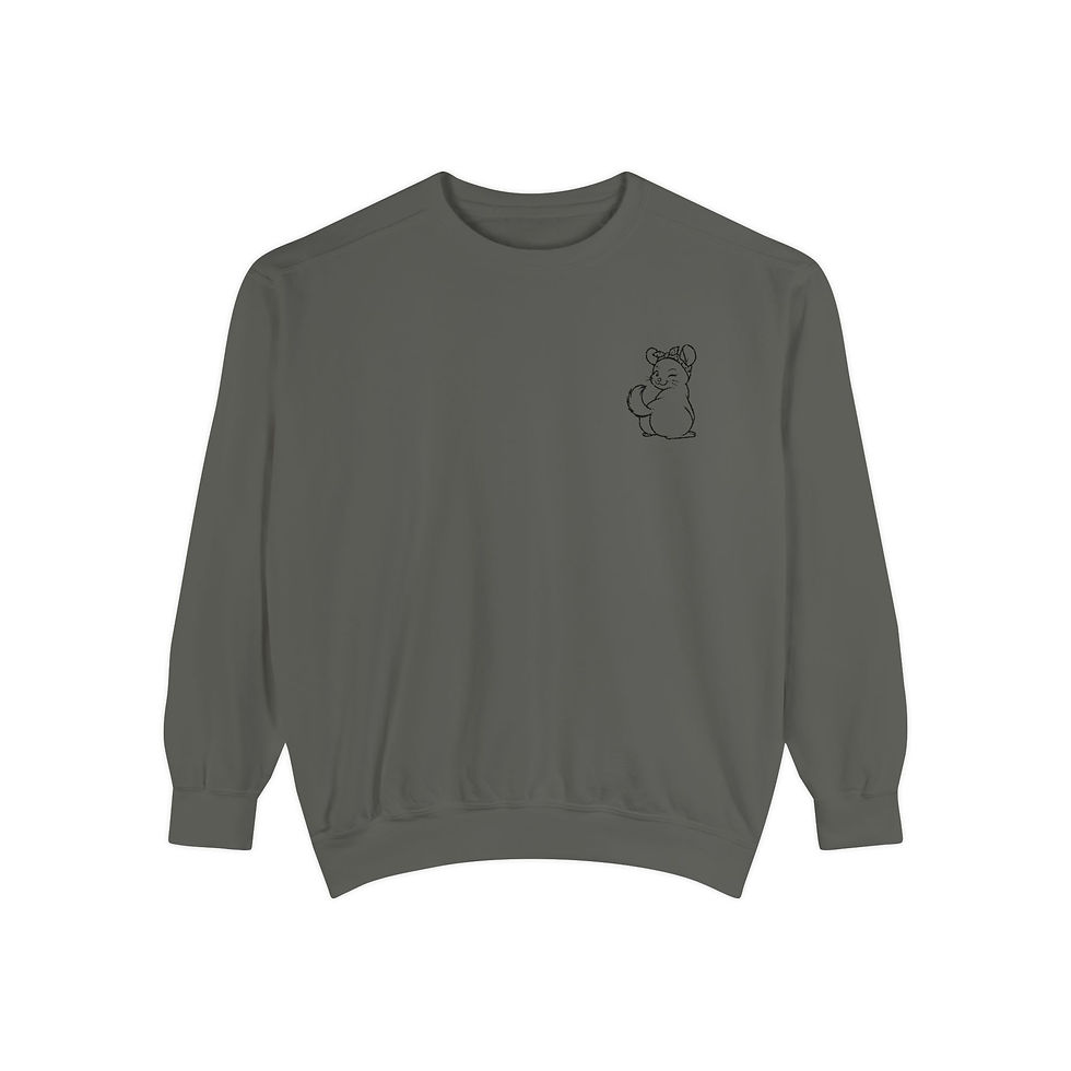 Thumbnail: Cheeky Chinchilla Sweatshirt, Cozy Unisex Sweatshirt, Garment-Dyed Crewneck, 