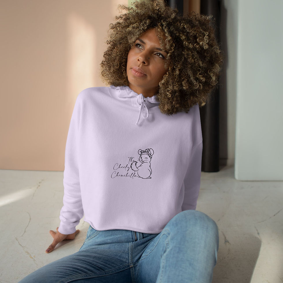 Thumbnail: Cheeky Chinchilla Crop Hoodie, Fun Oversized Sweatshirt