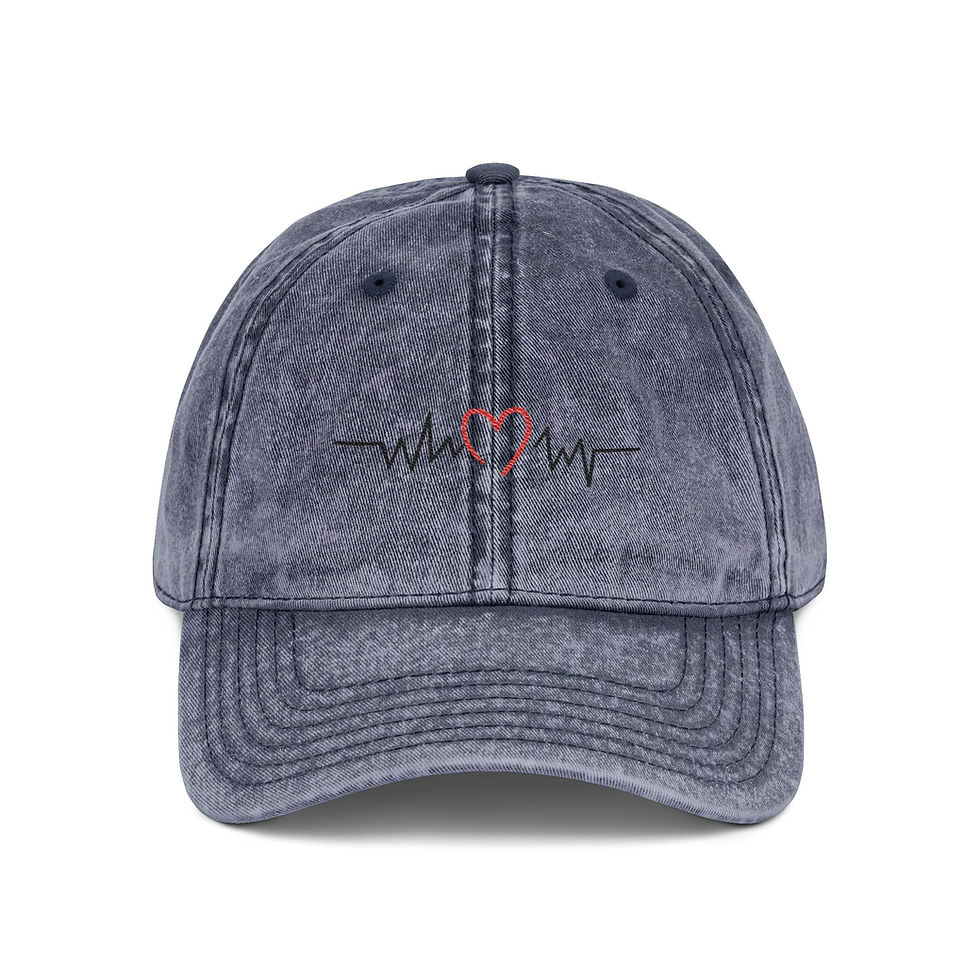 Thumbnail: The Cheeky Chinchilla Embroidered Vintage Cap with Heartbeat Design