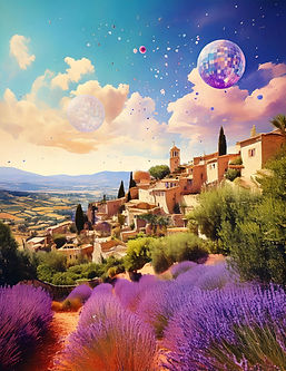 Firefly un décor provençal pastel avec un village en haut d'une colline avec une vallée de
