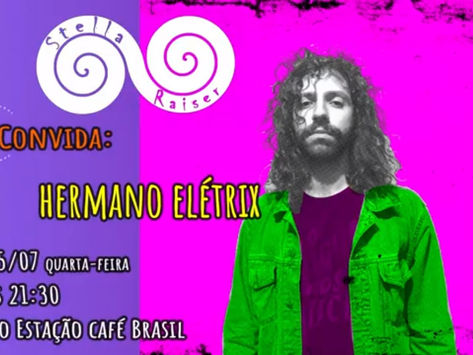Hermano Elétrix faz apresentação no palco do Estação Café Brasil.