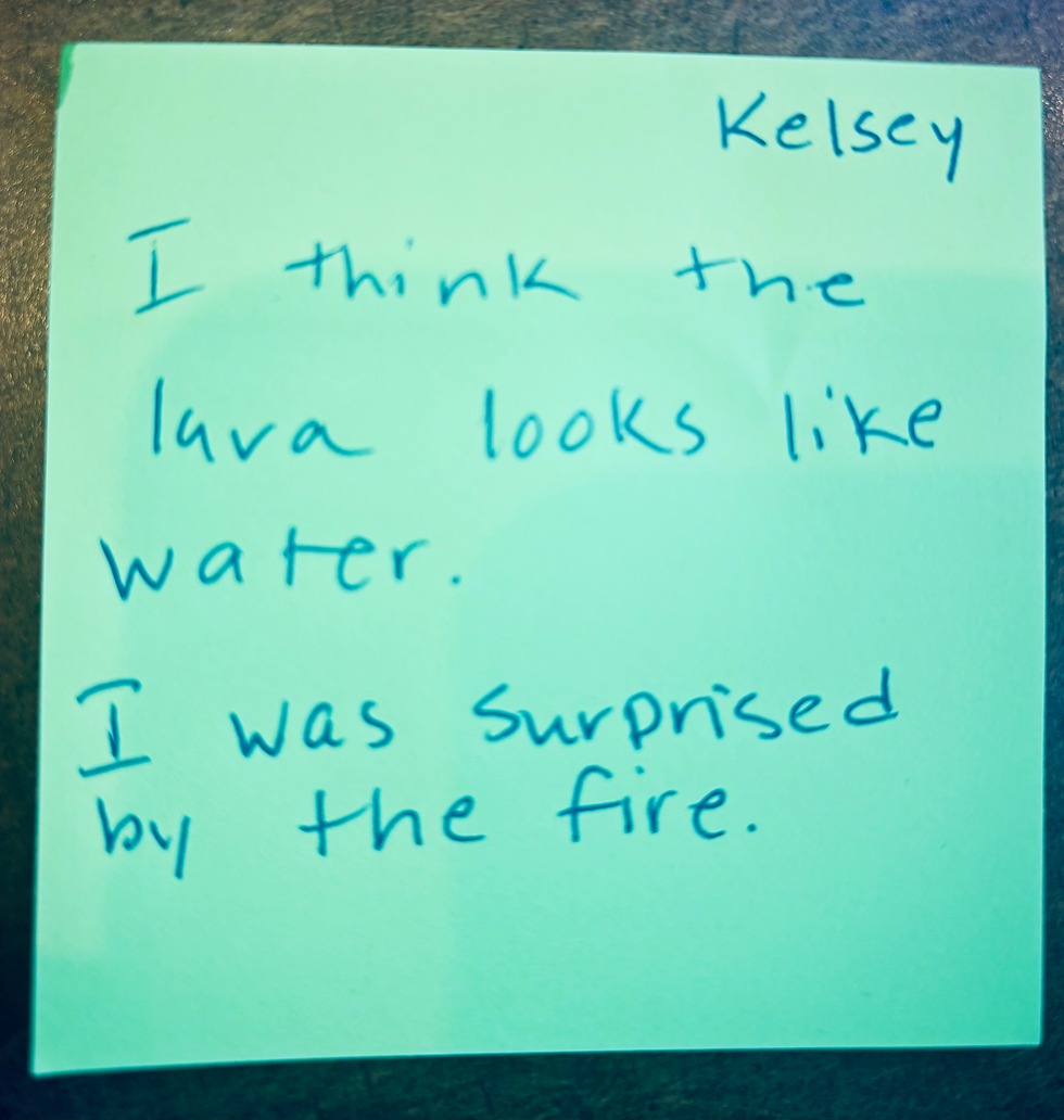 sticky note with a response to a video