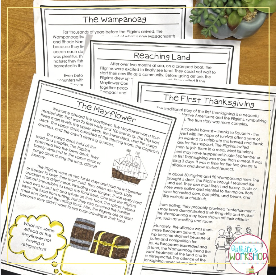 Worksheets about the Plymouth Colony.