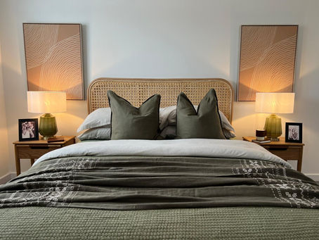 Wildkind designed bedroom using green as a prominent colour.