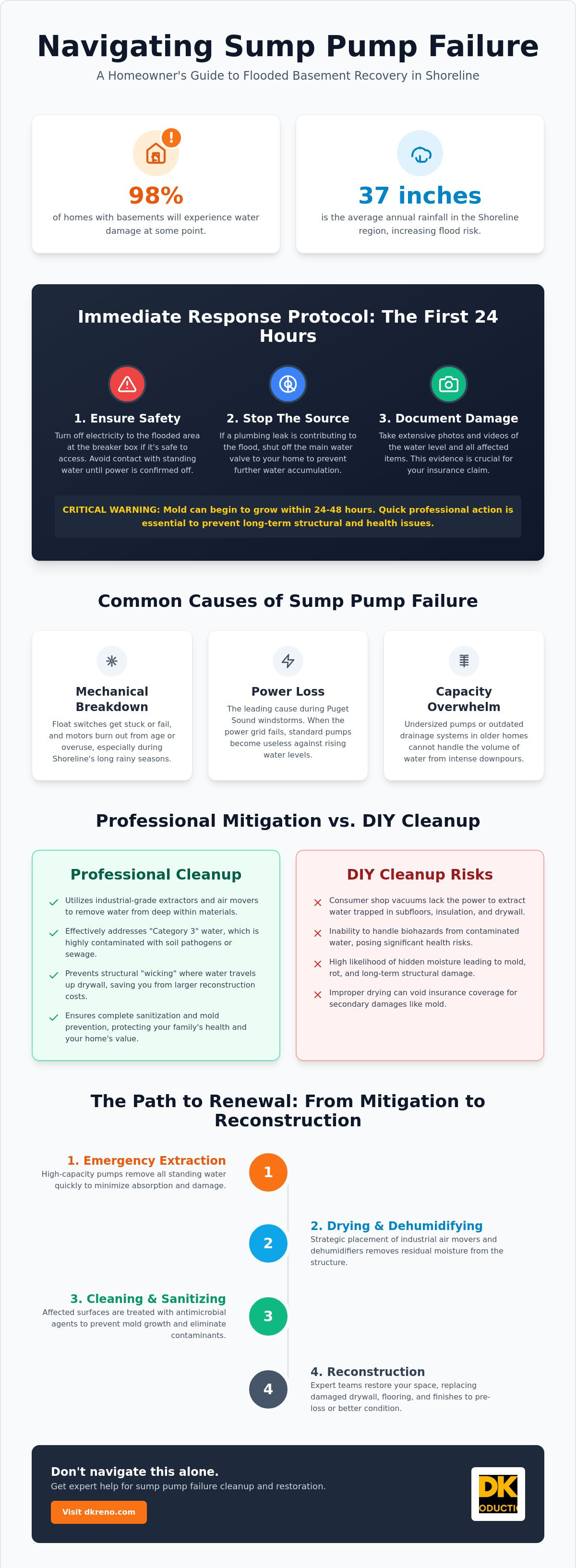 Sump pump failure cleanup Shoreline