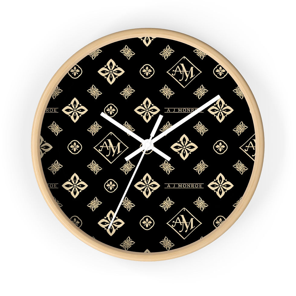Thumbnail: Monogram Pattern Wall Clock — Elegant Black & Gold Decorative Clock