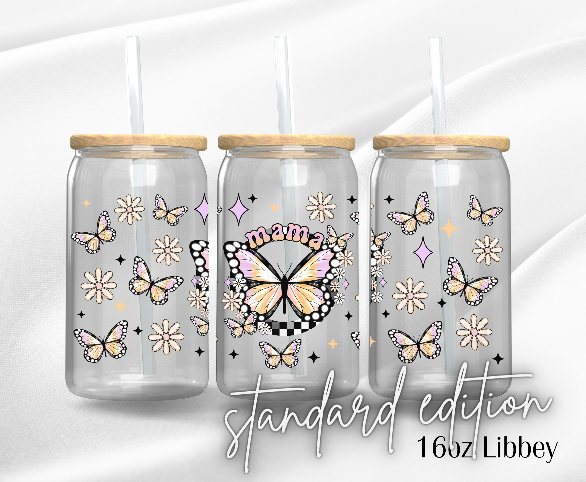 16oz Libbey UV DTF Wrap - Mama Butterfly