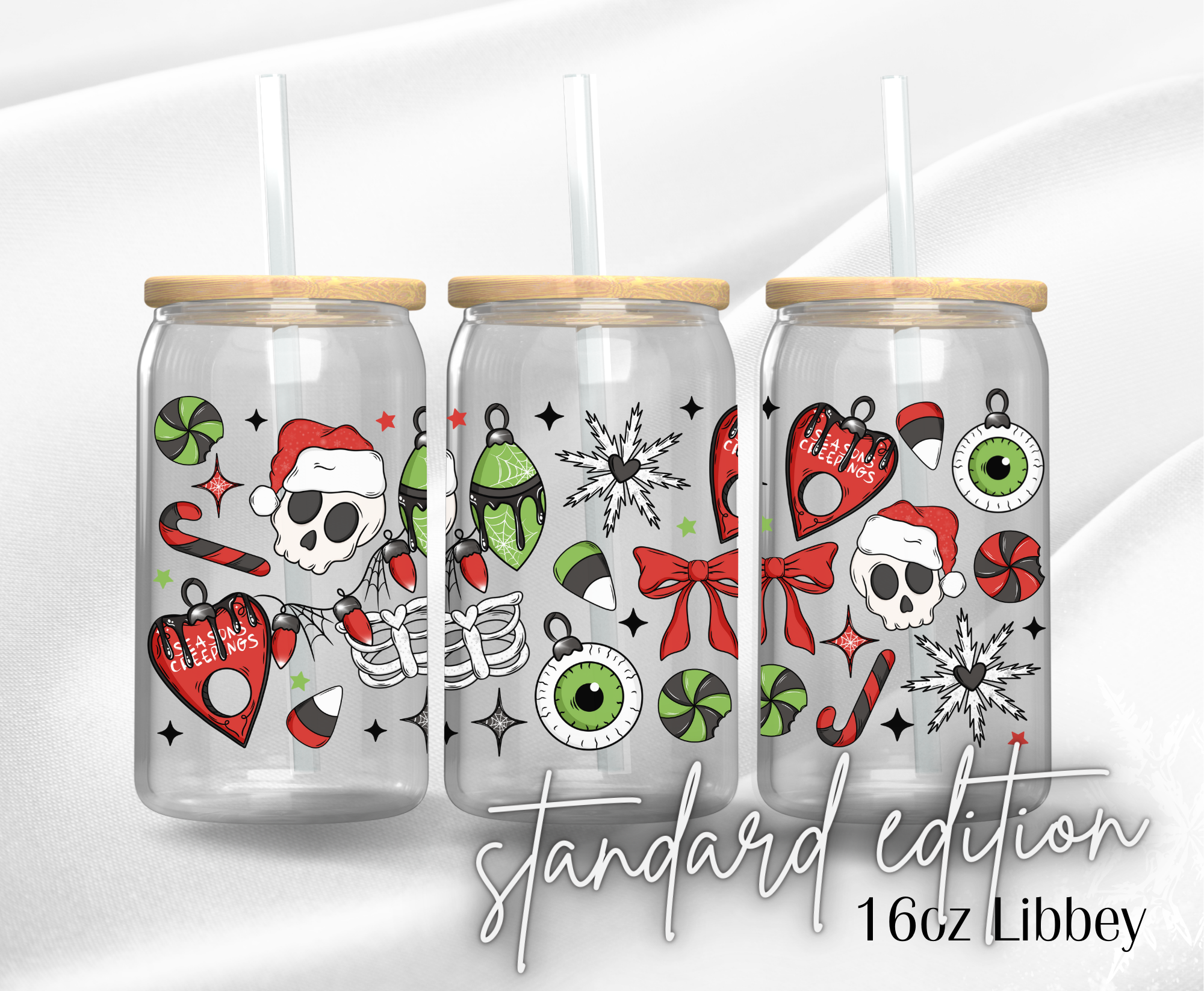 Christmas Spooky Candies - 16oz Libbey UV DTF Wrap