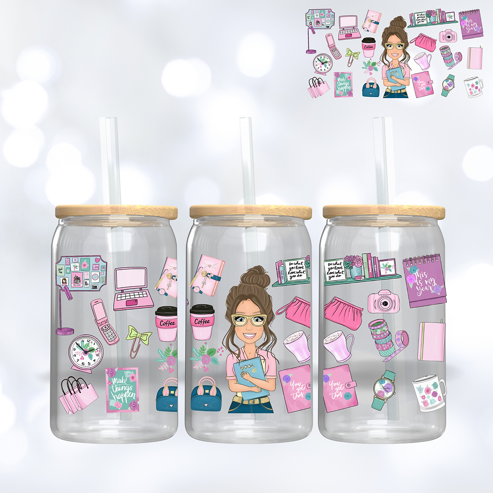 16oz Libbey UV DTF Wrap - Busy Day At The Office