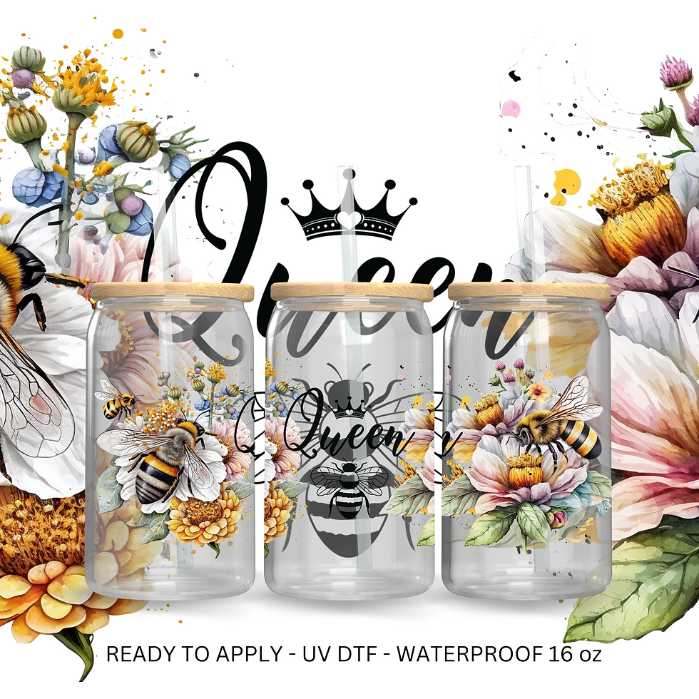 16oz Libbey UV DTF Wrap - Queen Bee