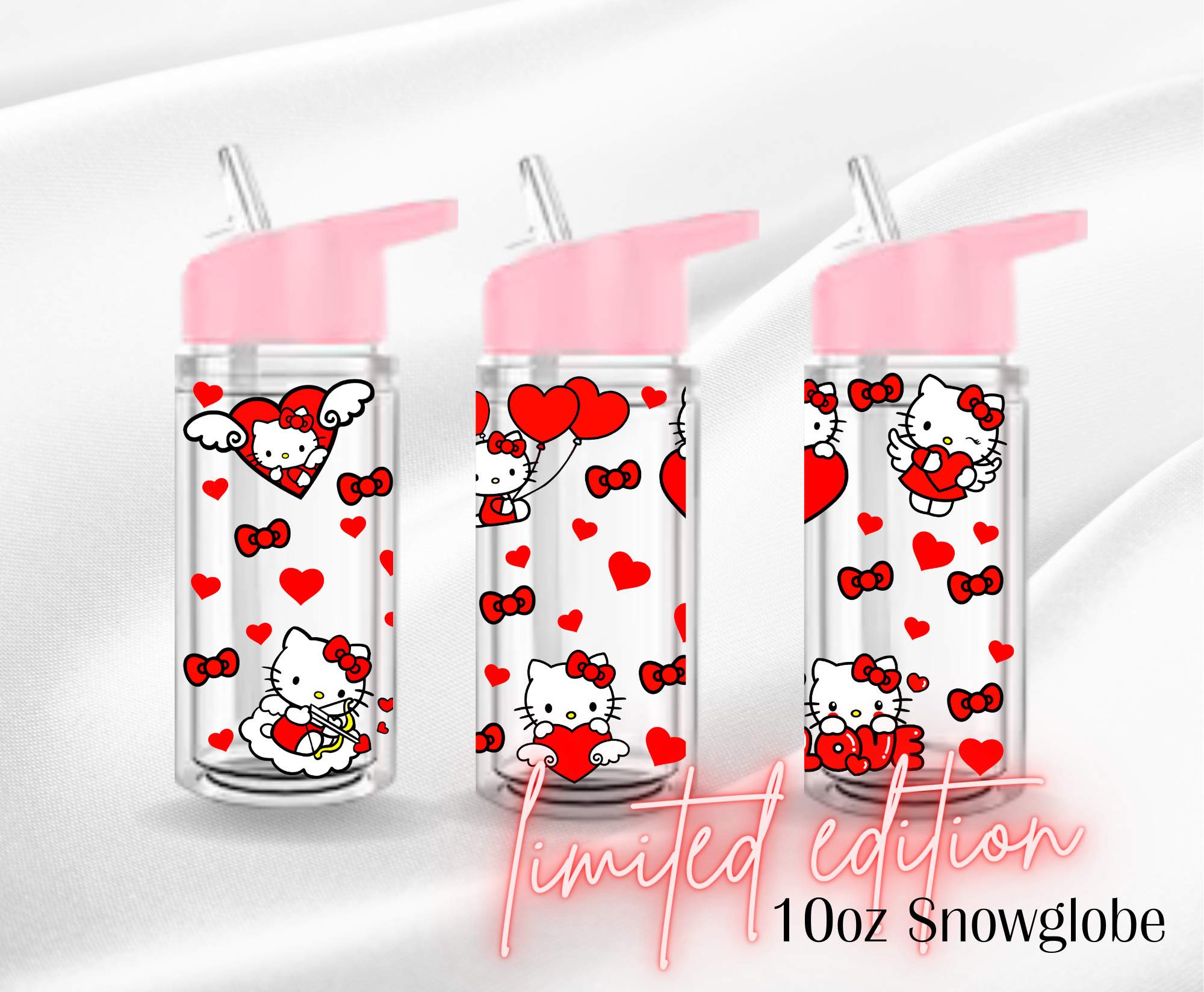 10oz Snowglobe UV DTF Wrap - Hello Kitty Hearts