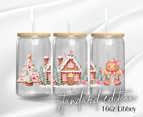 Miss Gingerbread House - 16oz Libbey UV DTF Wrap | BOSS Babe Wholesale