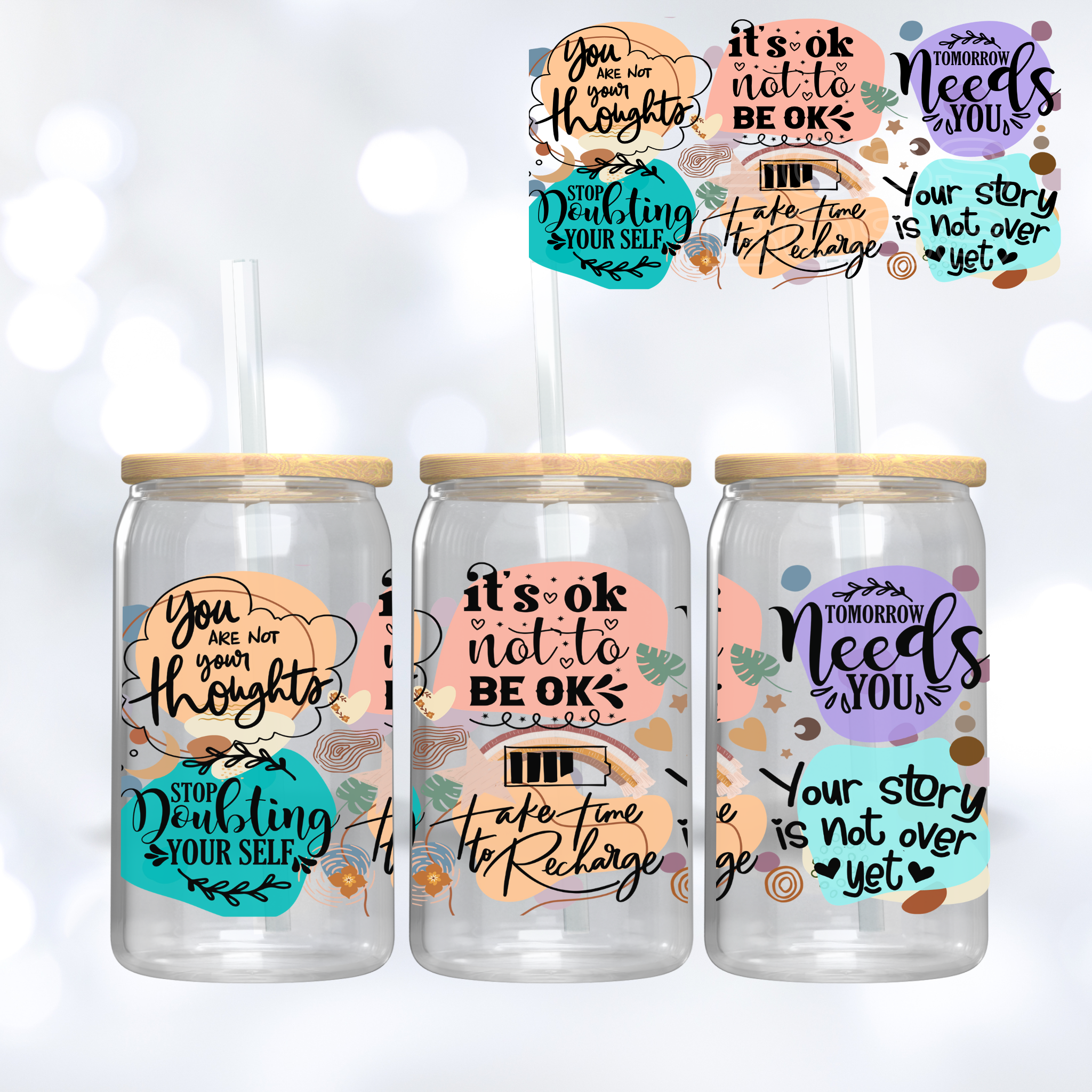 16oz Libbey UV DTF Wrap - It's Okay Not To Be Ok