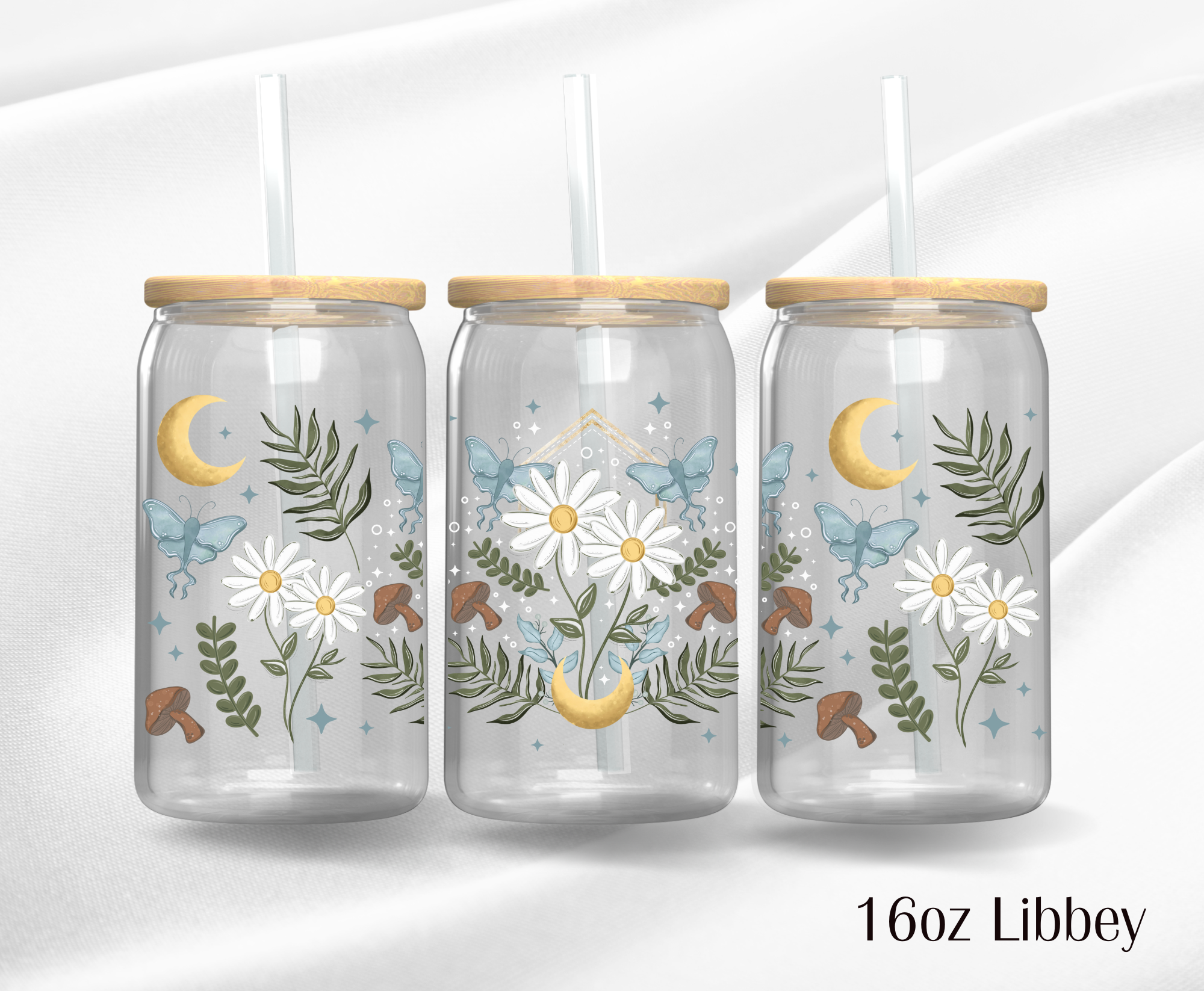 16oz Libbey UV DTF Wrap - Ocean Garden