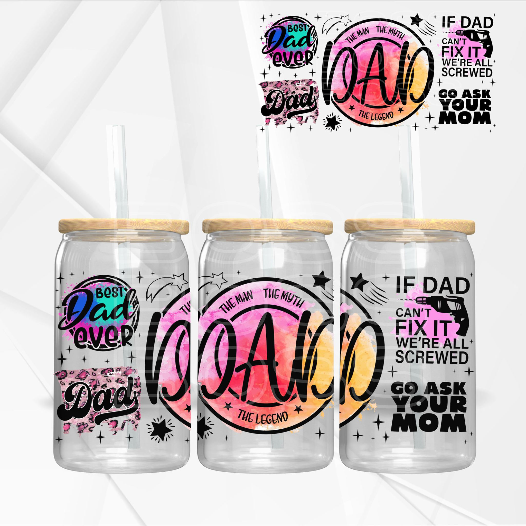 16oz Libbey UV DTF Wrap - Best Dad Ever