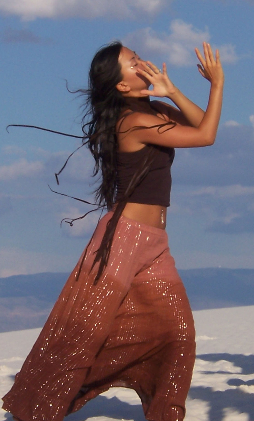 JuJu dancing in White Sands NM