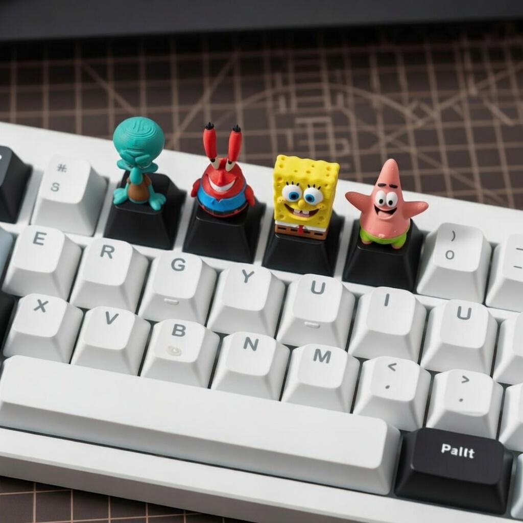 SpongeBob Keycap Seti – Bikini Bottom Karakterleri Artisan Klavye Tuşla