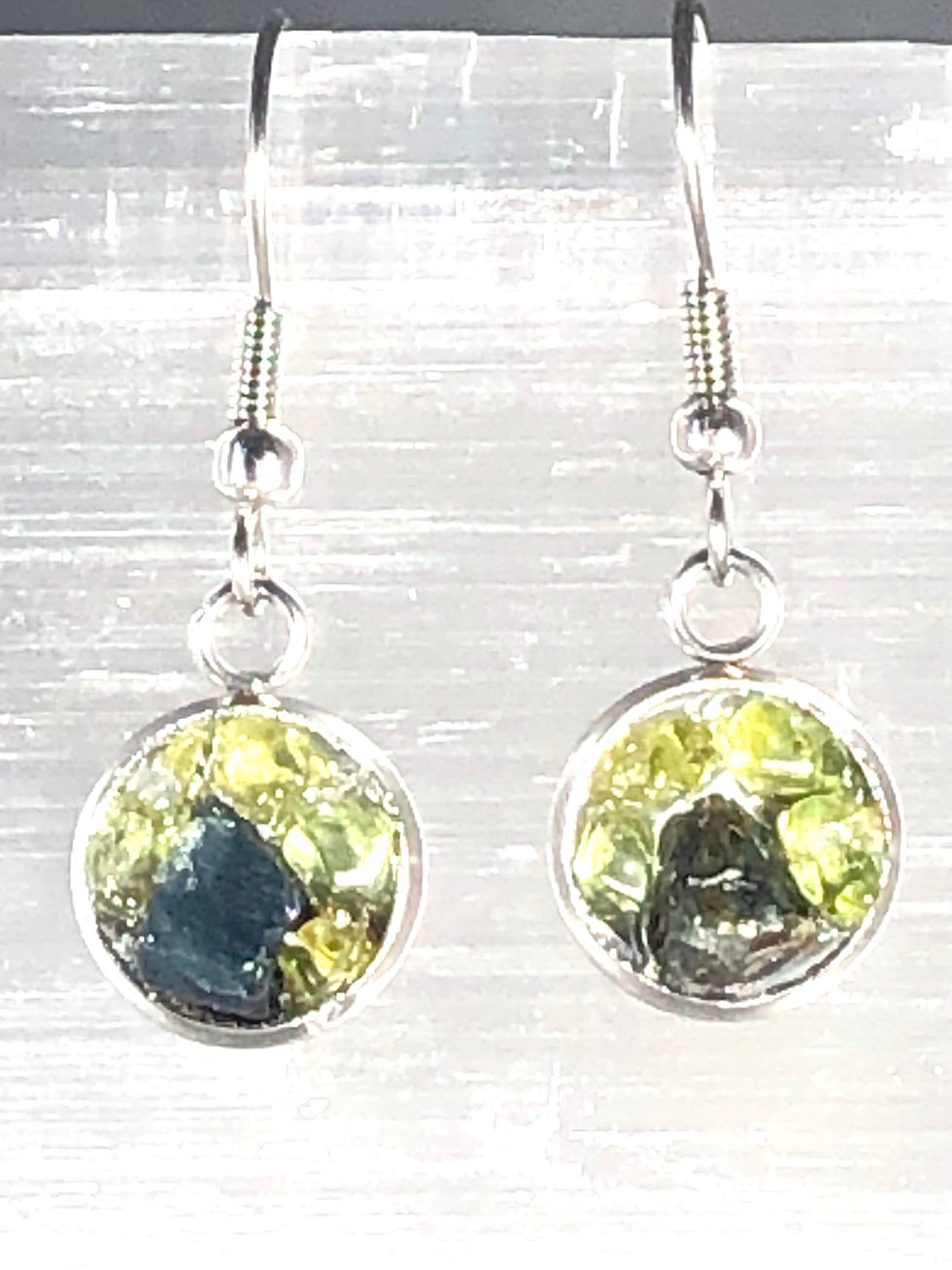 Thumbnail: Blue Tigers Eye, Peridot and Moonstone earrings and bracelet set