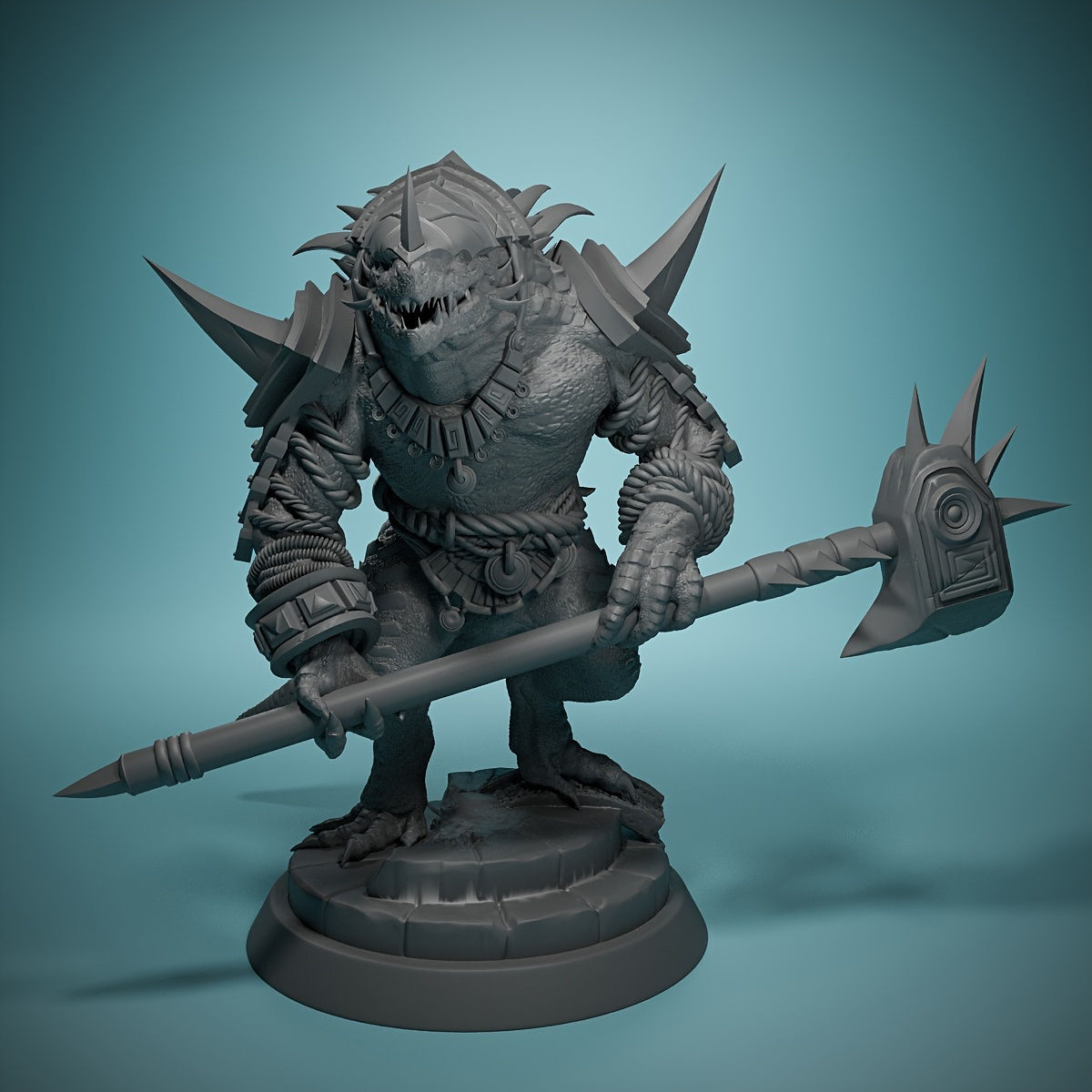 Lizardmen Warrior Chief Resin Miniature - 3D Printed D&D Tabletop RPG Game Figur