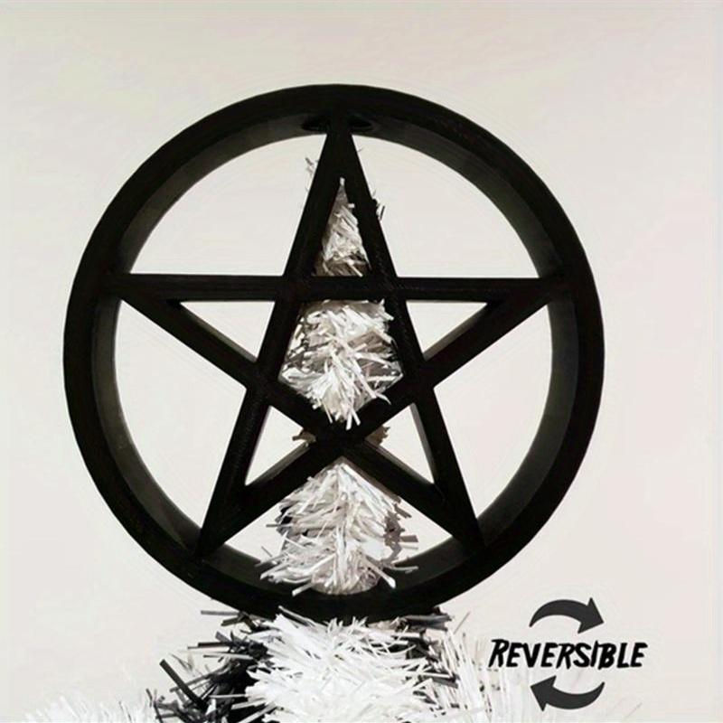 Reversible 3D Printed Pentagram Tree Topper - Gothic Pentacle Design For Hallowe