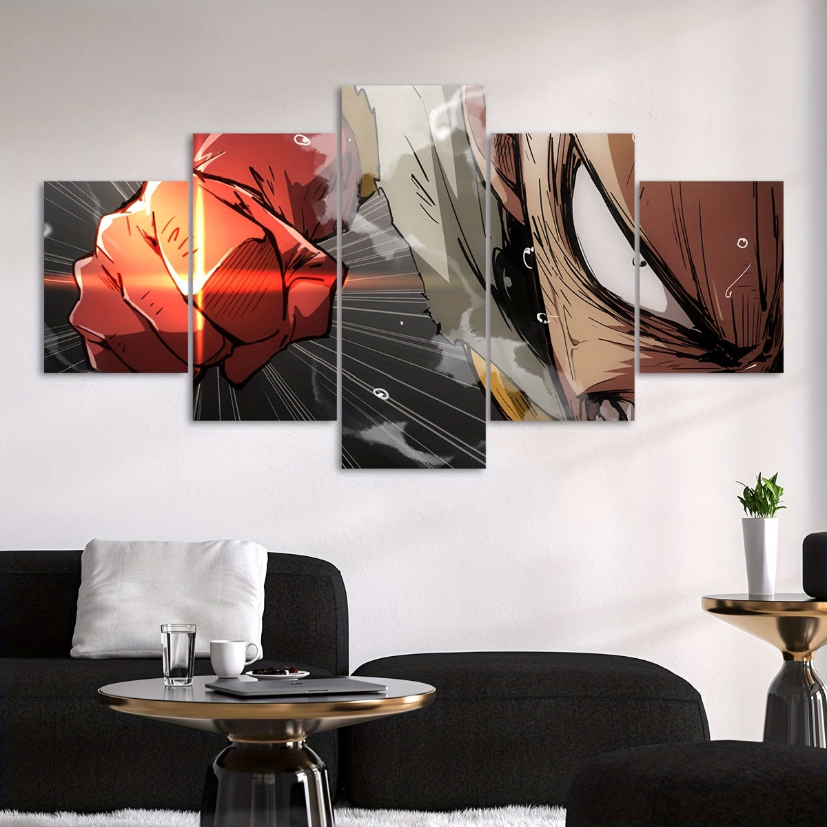 5-Piece One Punch Man Canvas Poster Set - Vibrant Cartoon Art, Iconic Super Sold