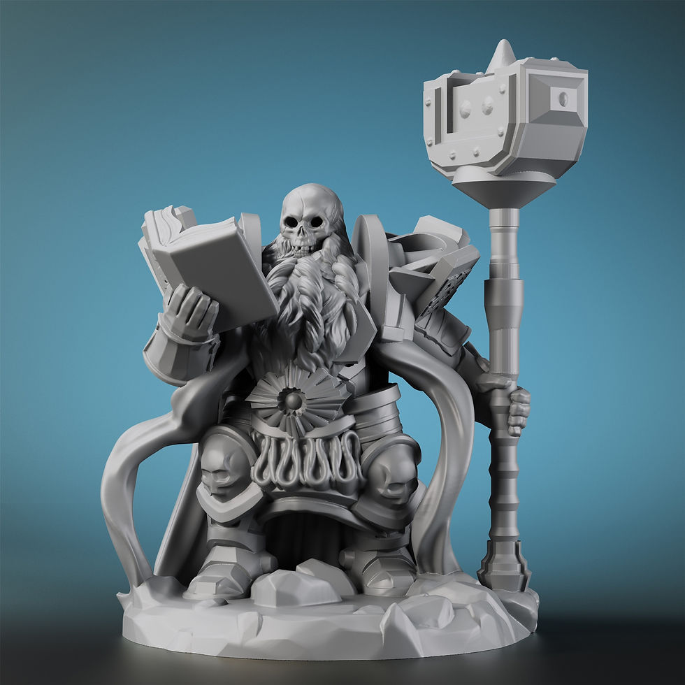 Dungeons & Dragons Inspired Dwarven Lich Miniature - Unpainted, 3D Printed Resin