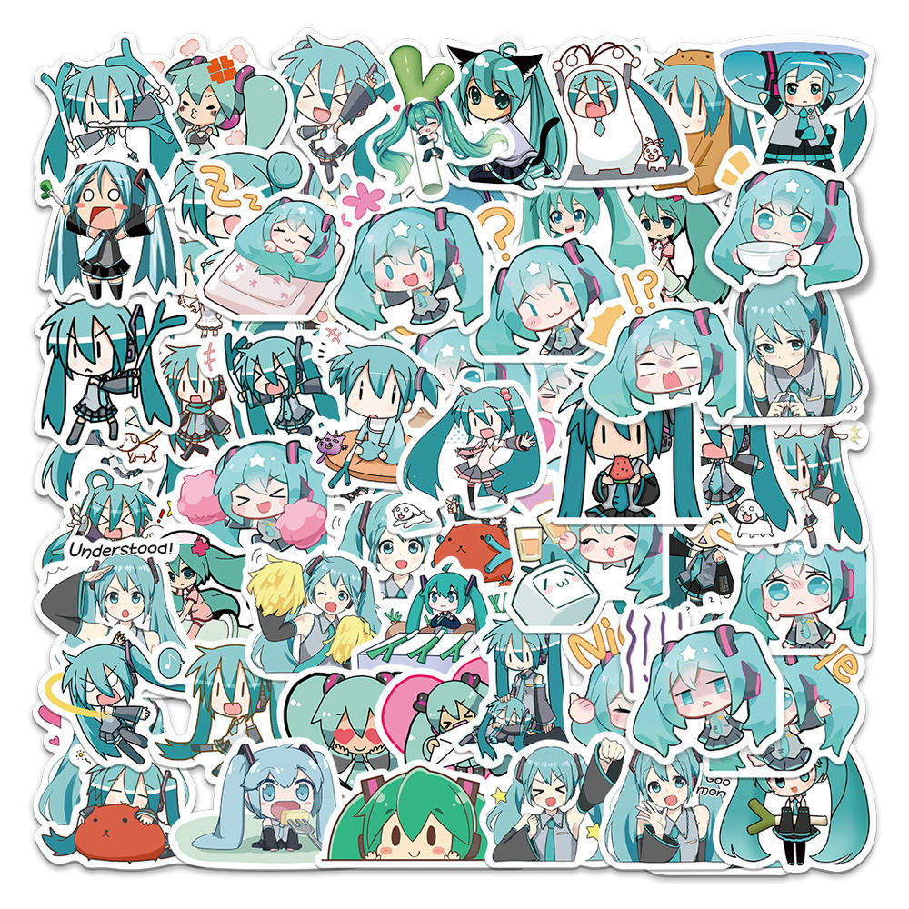65Pcs Kawaii Chibi Anime Graffiti Stickers Hatsune Miku Pack Suitcase Laptop Pho