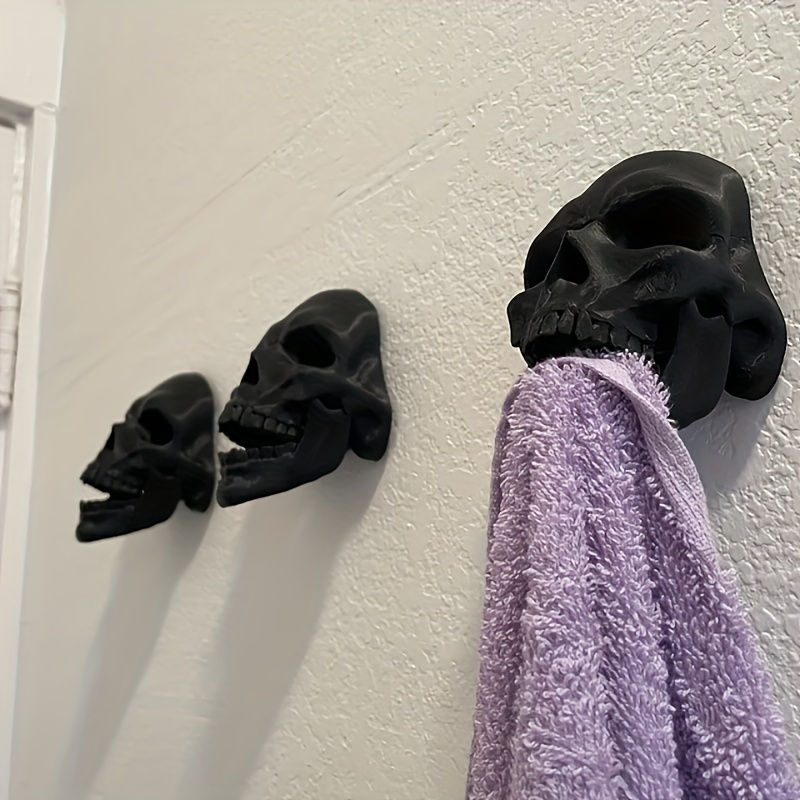 Boho-Chic Skull Wall Hook - Easy Install, 3D Printed Plastic Towel Holder For Ki