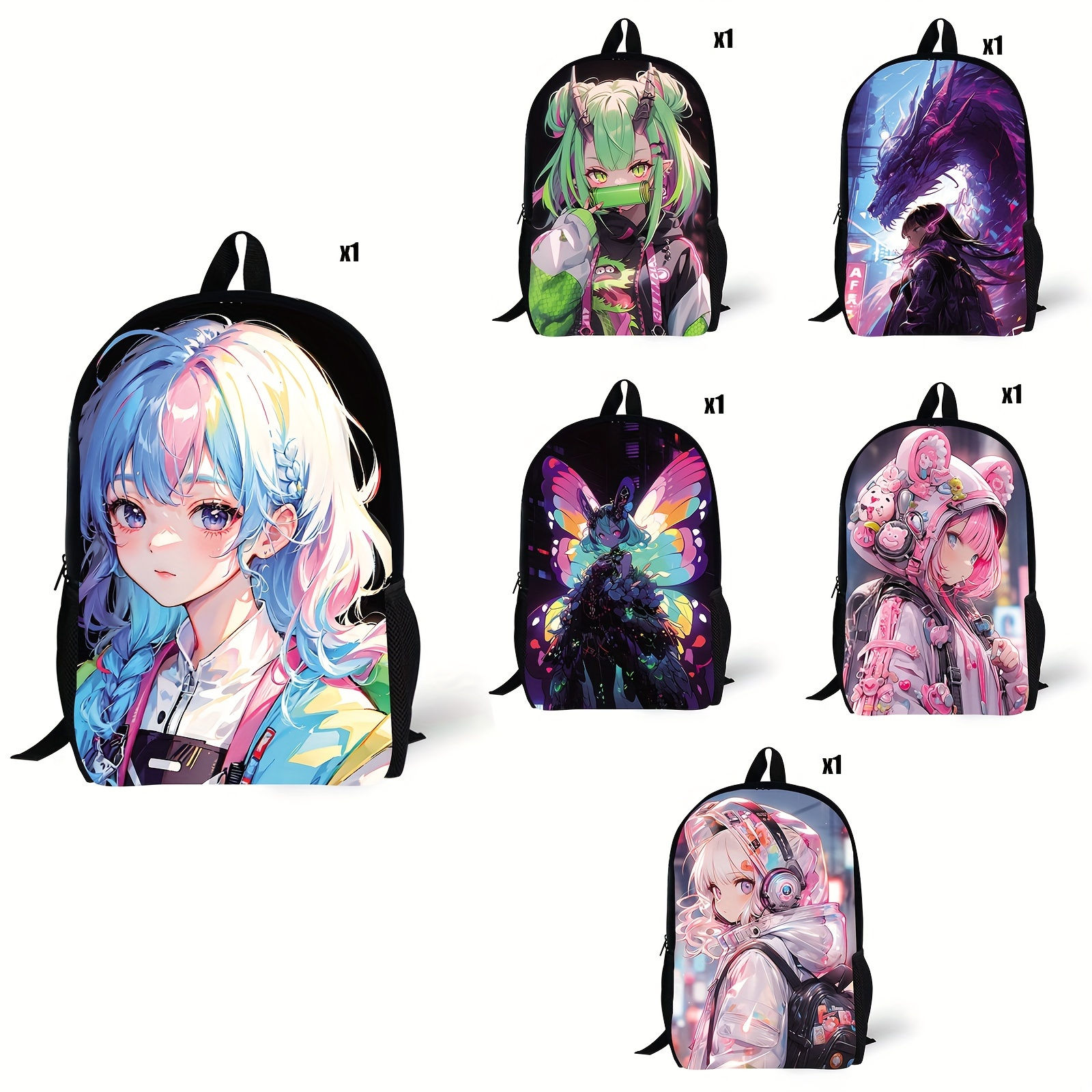 Stylish Anime Girl Print Backpack - Adjustable Shoulder Straps, Durable, Water-R