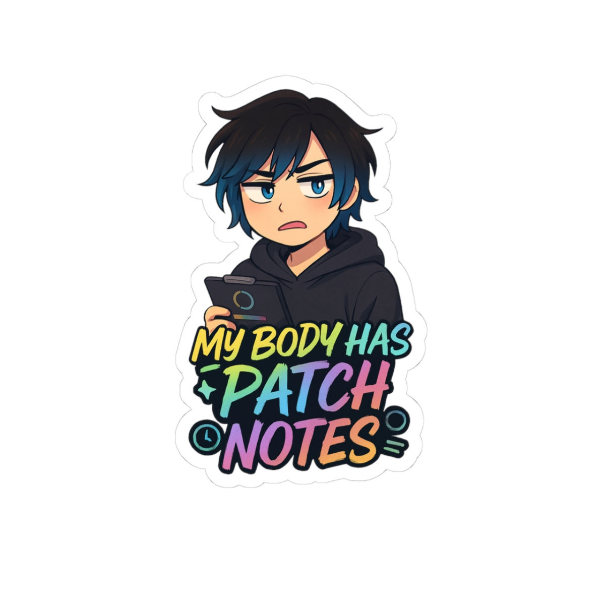 “My Body Has Patch Notes” Laptop Decal