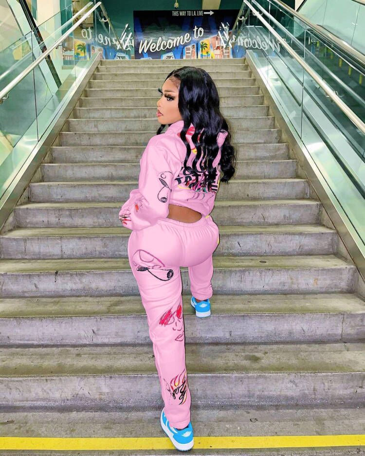 Thumbnail: Jogger Hoodie Set Printed