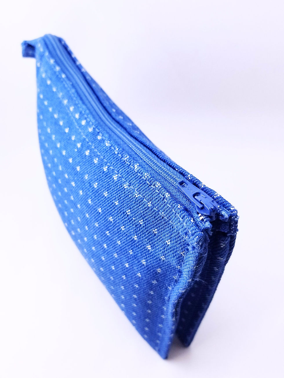 Thumbnail: Tri-Fold Denim Poka Dots Pouch