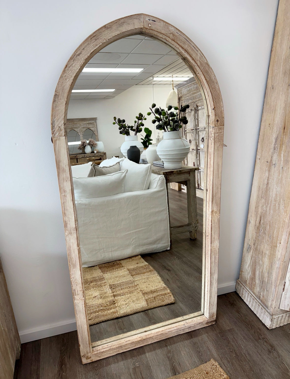 Elm arch wooden mirror