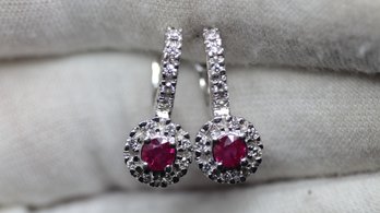 14k white gold earrings featuring diamonds and rubies, available in Furlong, PA.