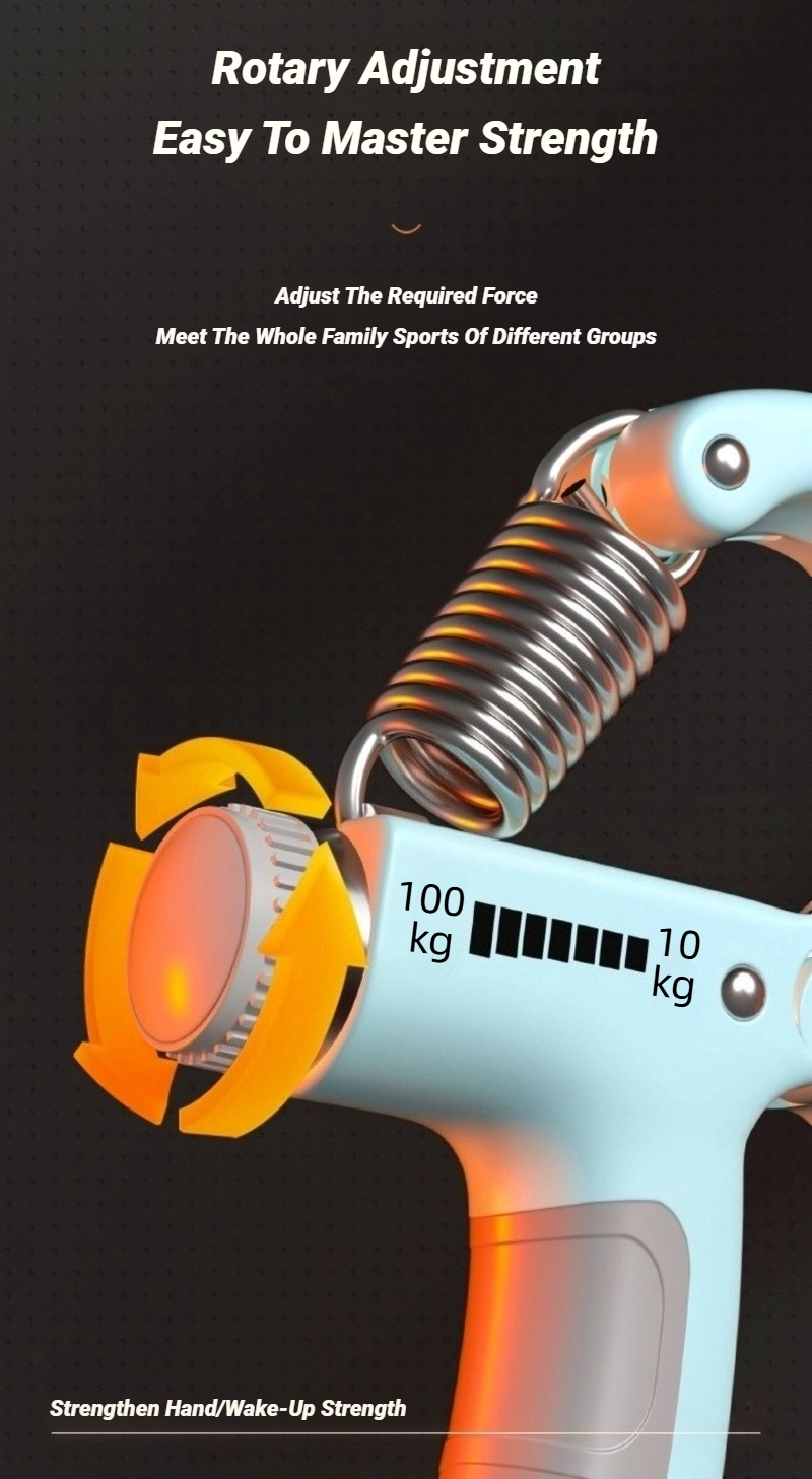 Thumbnail: 10-100Kg Adjustable Hand Grip Strengthener Trainer With Counter Wrist Forearm An
