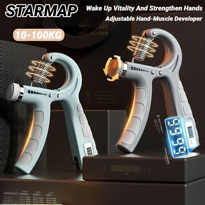 10-100Kg Adjustable Hand Grip Strengthener Trainer With Counter Wrist Forearm An